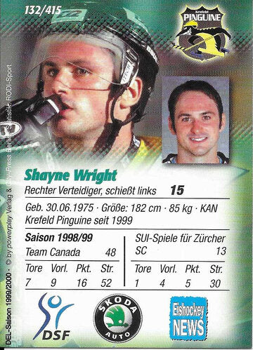 Playerkarte Shayne Wright #132 – Krefeld Pinguine 1999/2000 – Powerplay