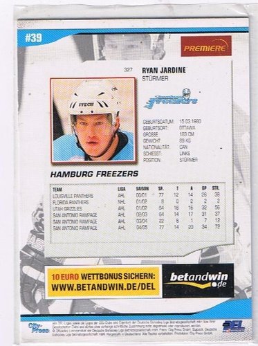 DEL Playerkarte 2005/06 – Ryan Jardine, Hamburg Freezers #327 (City Press)