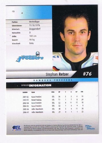 Stephan Retzer Playercard 2007/08 – Hamburg Freezers #150