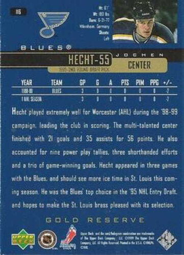 1999/2000 Upper Deck Gold Reserve #116 Jochen Hecht – St. Louis Blues (Rookie Card)