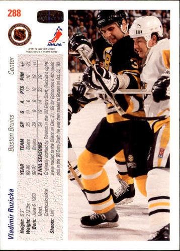 1991-92  Upper Deck #288 Vladimir Ruzicka Boston Bruins