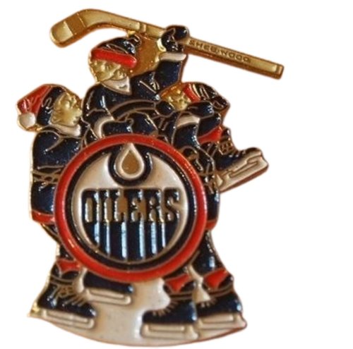 Edmonton Oilers Eishockey-Pin – Drei Spieler mit Logo, 30x40 mm