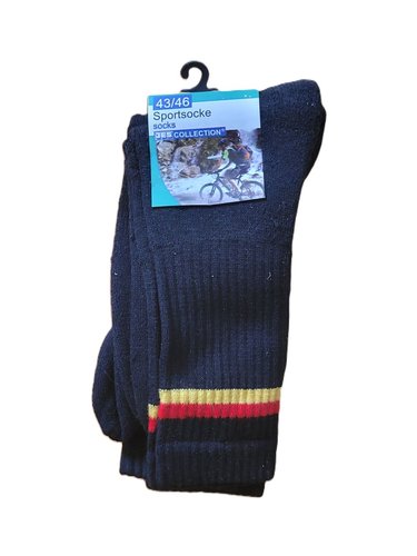 Sportsocke schwarz-rot-gelb mit 2 Paar pro Packung