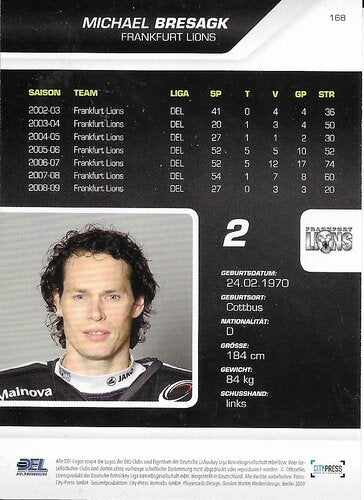 Playerkarte 2009/2010 #168 Michael Bresagk Frankfurt Lions