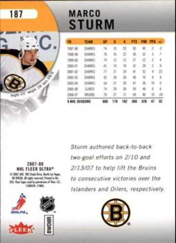 Marco Sturm Fleer Ultra 2007/08 #187 – Boston Bruins Playerkarte