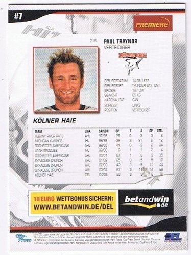 Playerkarte 2005/2006 #216 Paul Traynor Kölner Haie