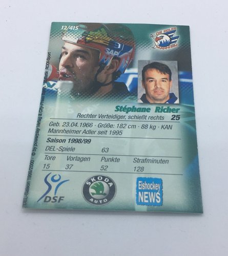 Playerkarte 1999/00 Stéphane Richer Adler Mannheim