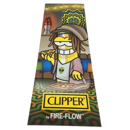 Gelb-schwarzer Clipper Fire-Flow Aufkleber mit chilligem Charakter und Lava-Lampe