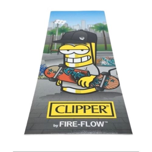 Gelb-schwarzer Clipper Fire-Flow Aufkleber mit Skater-Motiv im Comic-Stil