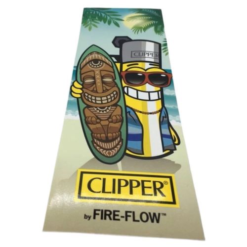 Gelb-schwarzer Clipper Fire-Flow Aufkleber mit Tiki-Masken-Motiv