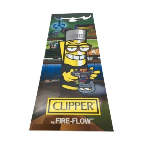 Gelb-schwarzer Clipper Fire-Flow Aufkleber mit gelber Zocker-Figur und Gaming-Motiv