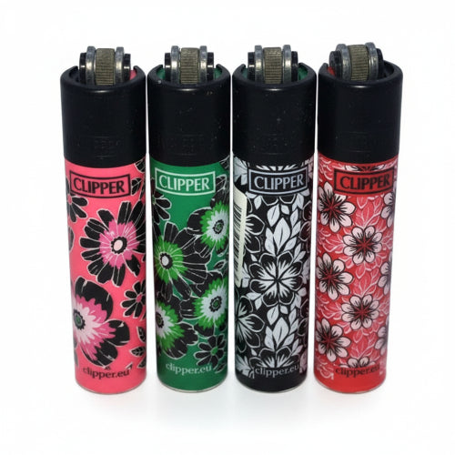 Clipper Micro Feuerzeugset Flowers 4er-Set mit verschiedenen Blumenmotiven
