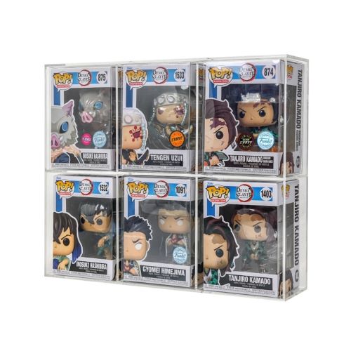 Collectors Concept Acryl Vitrine befüllt mit Demon Slayer Funko Pop Figuren in Originalverpackung