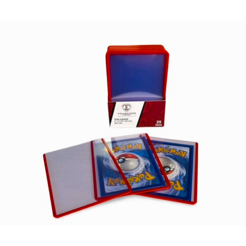 Rote Collectors Concept Toploader Schutzhüllen mit Pokémon Sammelkarten im Einsatz