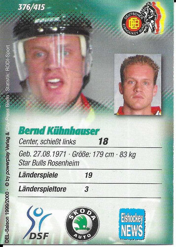 Playerkarte Bernd Kühnhauser Deutsche Nationalmannschaft 1999/2000