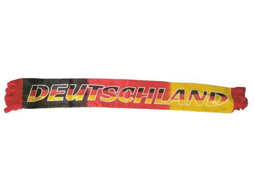 Deutschland Fanschal mit roten Fransen, beidseitig gleiches Design, 100 % Polyester – Fanartikel