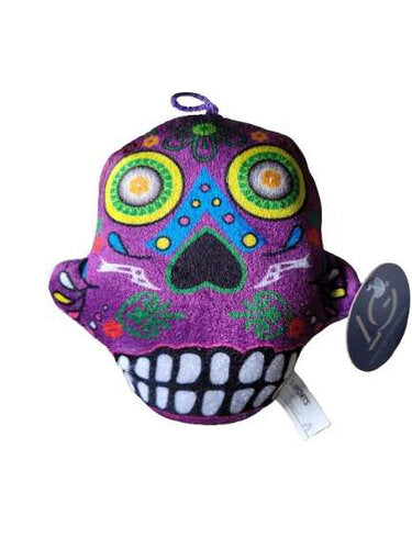 Bunter Plüsch-Totenkopf „Día de los Muertos“ – Kuscheltier & Deko in Lila mit mexikanischem Design