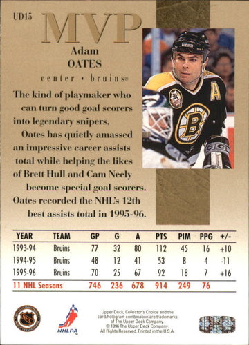 1996-97 Upper Deck MVP Gold Playerkarte – Adam Oates Bruins