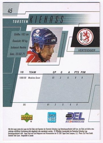 Playerkarte 2000/2001 #045 Torsten Kienass Düsseldorfer EG