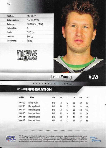 2007-08 Playercards DEL #142 Jason Young Frankfurt Lions