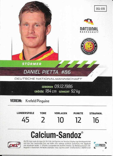 DEL 2013/14 #618 Daniel Pietta Nationalteam – signiert