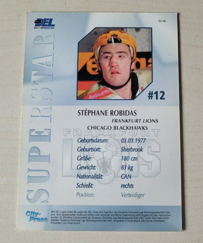 Playerkarte 2004/2005 #SU08 Stéphane Robidas Frankfurt Lions (Superstar)