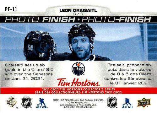 Leon Draisaitl Playerkarte 2021-22 Tim Hortons Fotofinish PF-11