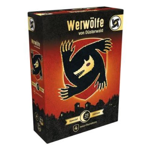 Offizielle Verpackung des Kartenspiels Die Werwölfe von Düsterwald 25 Jahre Special Edition auf Deutsch