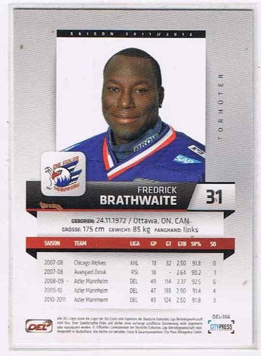 Playerkarte 2011/2012 #356 Fredrick Barthwaite Adler Mannheim