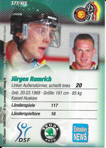 Playerkarte Jürgen Rumrich Deutsche Nationalmannschaft 1999/2000