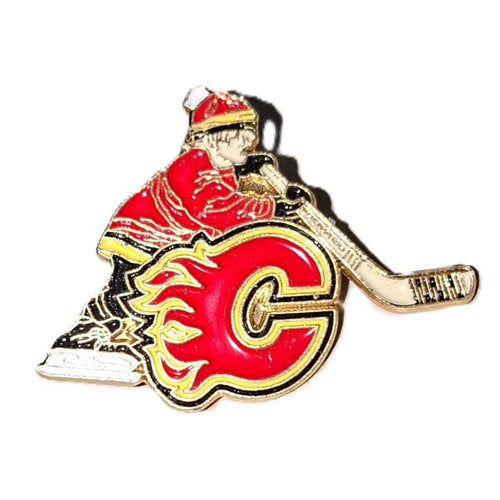 Calgary Flames Pin Spieler & Logo – 35x25 mm – Schmetterlingsverschluss