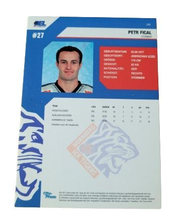 DEL Playerkarte 2004/2005 #246 Petr Fical Nürnberg Ice Tigers