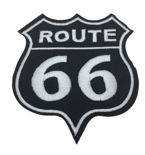 Aufnäher Route 66 mit Bügelbeschichtung