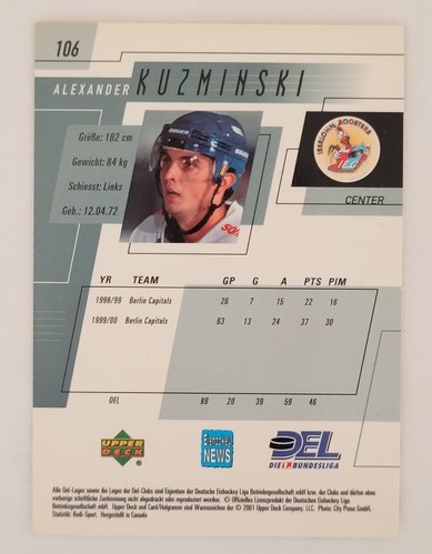 Playerkarte 2000/2001 #106 Alexander Kuzminski Iserlohn Roosters