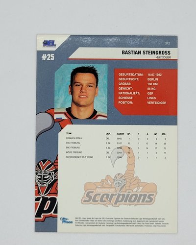 2004/05 Playerkarte Bastian Steingross Hannover Scorpions