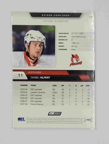 DEL Playerkarte 2008/09 #162 Daniel Hilpert Füchse Duisburg