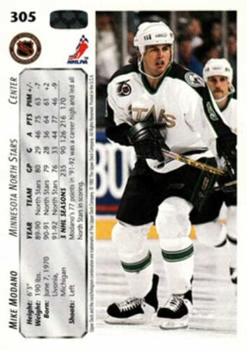1992/1993 Upper Deck #305 Mike Modano – Minnesota North Stars (Base Card – Reines Diamond Hologramm)