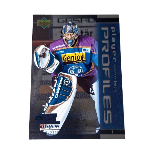 Eishockey Playerkarte Boris Rousson München Barons Upper Deck DEL 2000/2001 Player Profiles Insert Card
