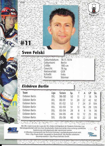 Playerkarte 2006/2007 #18 – Sven Felski Eisbären Berlin