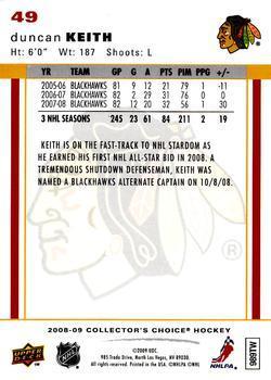 Duncan Keith Playerkarte – Collector's Choice 2008/09 Chicago Blackhawks #49
