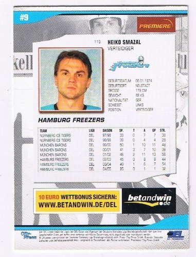 Playerkarte 2005/2006 #115 Heiko Smazal Hamburg Freezers