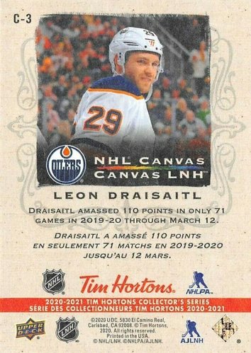 Leon Draisaitl Playerkarte 2020-21 Tim Hortons NHL Canvas C-3