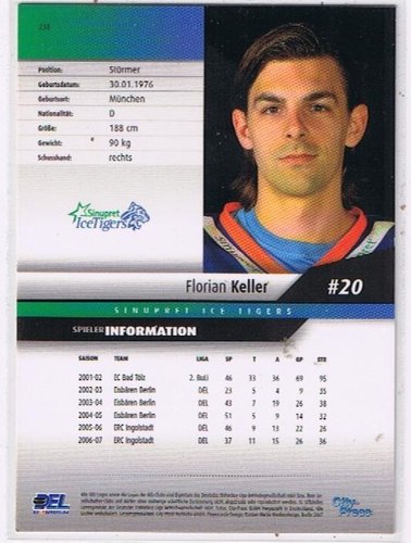 Playerkarte 2007/2008 #238  Florian Keller Sinupret Ice Tigers