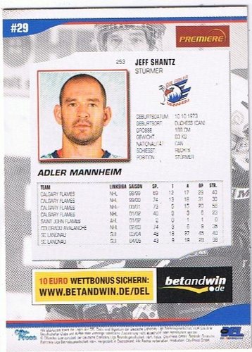 Playerkarte 2005/2006 #253 Jeff Shantz Adler Mannheim