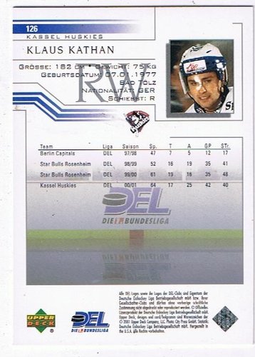 Playerkarte 2001/2002 #126 Klaus Kathan Kassel Huskies