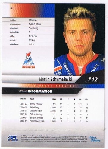 DEL 2007/08 Martin Schymainski Iserlohn Roosters