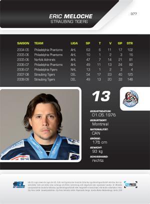 Eric Meloche Playerkarte 2009-2010 Straubing Tigers #377