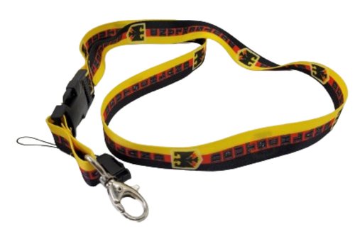 Schlüsselband mit Karabiner schwarz-rot-gelb