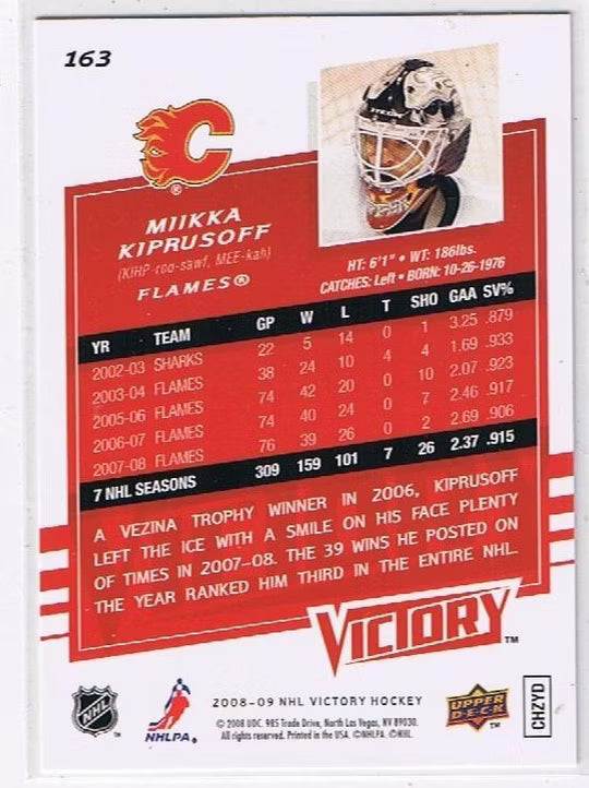 Upper Deck Victory 2008/2009 Miika Kiprusoff Flames