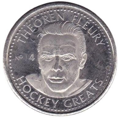 1996-97 Got-Um NHLPA Hockey Greats Coins Theoren Fleury - Calgary Flames